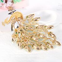 European And American Retro Green Peacock Corsage Alloy Diamond-embedded Animal Pin Danrun New Arrival Brooch In Stock Wholesale main image 4