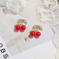 Sterling Silver Needle Japanese And Korean Sweet Simulation Cherry Earrings Hot Sale Graceful And Cute Fruit Earrings Earrings For Women Wholesale main image 1