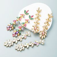 Fashion Exaggerated Alloy Diamond-studded Flower Long Earrings Female Wholesale main image 1