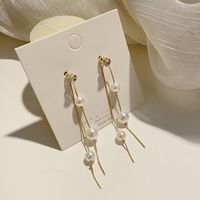 Lange Quastenohrringe Im Koreanischen Stil, Elegante Und Natürliche Perlenohrringe main image 3