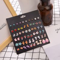 Cute Children 30 Pairs Of Earrings Set New Fashion Pearl Crown Butterfly Earrings Wholesale main image 2