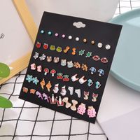 Cute Children 30 Pairs Of Earrings Set New Fashion Pearl Crown Butterfly Earrings Wholesale main image 3