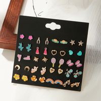 New Fashion Jewelry Earring Set 20 Pairs Of Square Imitation Zircon Earrings Wholesale main image 2