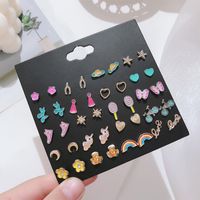 New Fashion Jewelry Earring Set 20 Pairs Of Square Imitation Zircon Earrings Wholesale main image 4