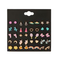 New Fashion Jewelry Earring Set 20 Pairs Of Square Imitation Zircon Earrings Wholesale main image 6