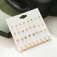 Korean Fashion Pearl Rhinestone Earrings Small Daisy Love Star Geometric Earrings Set Wholesale main image 3