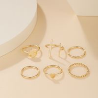 Cross-border New Simple Fashion Elegant Women's Jewelry Simple Geometric Heart Shape Ring 6-piece Set main image 3