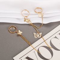 New Style Sweet And Lovely Tassel Chain Butterfly Ring 2-piece Set main image 3