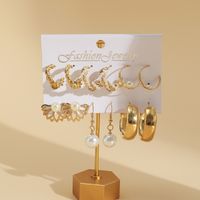 2021 New Creative Simple Fashion Temperament Women's Jewelry Pearl Pendant Lotus Earrings 9-piece Set main image 4