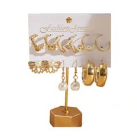 2021 New Creative Simple Fashion Temperament Women's Jewelry Pearl Pendant Lotus Earrings 9-piece Set main image 6