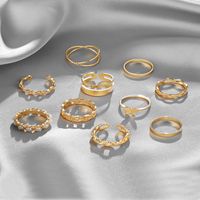 New Creative Simple Jewelry Butterfly Pearl Cross Ring 10-piece Set main image 1