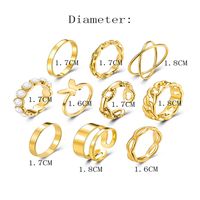 New Creative Simple Jewelry Butterfly Pearl Cross Ring 10-piece Set main image 6