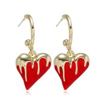 Retro Metal Earrings Japanese And Korean Fashion New Alloy Dripping Love Earrings main image 6