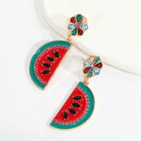 European And American Fashion Exaggerated Fresh Emulational Fruit Thin Earrings Simple Retro Alloy Dripping Watermelon Earrings main image 3