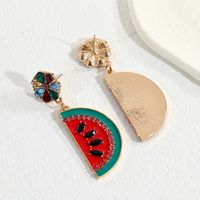European And American Fashion Exaggerated Fresh Emulational Fruit Thin Earrings Simple Retro Alloy Dripping Watermelon Earrings main image 5