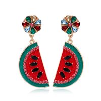 European And American Fashion Exaggerated Fresh Emulational Fruit Thin Earrings Simple Retro Alloy Dripping Watermelon Earrings main image 6