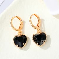 Cross-border Jewelry Simple Black Zircon Love Earrings Geometric Heart Pendant Earrings main image 3