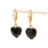 Cross-border Jewelry Simple Black Zircon Love Earrings Geometric Heart Pendant Earrings main image 5