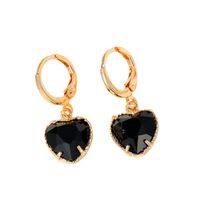 Cross-border Jewelry Simple Black Zircon Love Earrings Geometric Heart Pendant Earrings main image 6