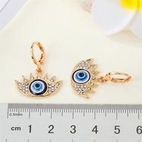 Cross-border Retro Punk Full Rhinestone Blue Turkish Eye Pendant Earrings main image 5