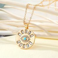 Jewelry Retro Round Crystal Demon Eye Necklace Simple Turkish Eye Pendant main image 5