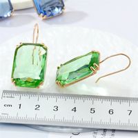 European Exaggerated Retro Square Transparent Glass Geometric Crystal Ear Hooks Cross-border Jewelry main image 3