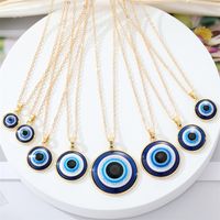 European Cross-border Sold Jewelry Retro Simple More Sizes Devil's Eye Necklace Round Blue Eyes Clavicle Chain Female main image 3