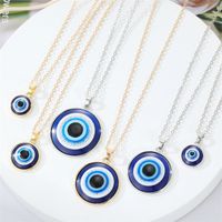 European Cross-border Sold Jewelry Retro Simple More Sizes Devil's Eye Necklace Round Blue Eyes Clavicle Chain Female main image 6