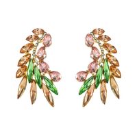 Fashion Color Diamond Series Creative Alloy Diamond Rhinestone Leaf Earrings main image 7