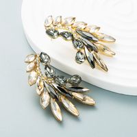 Fashion Color Diamond Series Creative Alloy Diamond Rhinestone Leaf Earrings sku image 3