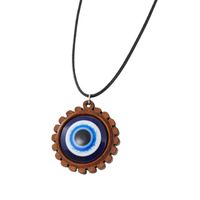 European Cross-border Sold Jewelry Retro Punk Wood Lace Devil's Eye Necklace Blue Eyes Pendant Clavicle Chain Female main image 6