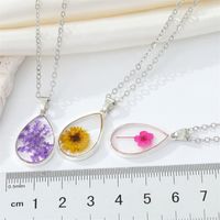 Cross-border Sold Jewelry Drop Shape Transparent Resin Dried Flower Necklace Bohemian Preserved Fresh Flower Starry Clavicle Chain main image 6