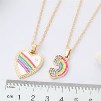 Korea Cute Rhinestone Rainbow Love Necklace Alloy Drop Oil Heart Pendant main image 6