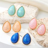 New Retro Simple Color Terrestrial Resin Stone Earrings Geometric Opal Earrings main image 2