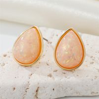 New Retro Simple Color Terrestrial Resin Stone Earrings Geometric Opal Earrings main image 4