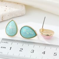 New Retro Simple Color Terrestrial Resin Stone Earrings Geometric Opal Earrings main image 6