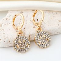 Ornament Korean New Cute Full Diamond Smiley Face Crying Face Earrings Round Facial Expression Europe And America Cross Border main image 4