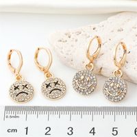 Ornament Korean New Cute Full Diamond Smiley Face Crying Face Earrings Round Facial Expression Europe And America Cross Border main image 5