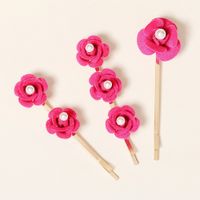 Korean New Style Pearl Hairpin Retro Rose Flower Bangs Side Clip Hairpin main image 5