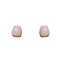 Square Zircon Shell Earrings Korean Copper Ear Jewelry main image 6