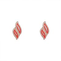 925 Silver Needle Real Gold Electroplated Zircon Leaf-shapepd Stud Earrings Exquisite Korean Simple Temperamental Sexy Street Shot Earrings Jewelry main image 6