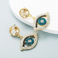 European And American Style Exaggerated Alloy Diamond-studded Eye Earrings Female main image 6