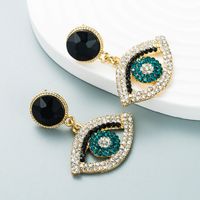 European And American Style Exaggerated Alloy Diamond-studded Eye Earrings Female sku image 2