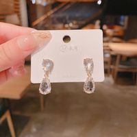Micro-inlaid Zircon Crystal Drop Earrings Korean Style Simple Square Earrings Wholesale main image 3