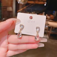 Micro-inlaid Zircon Crystal Drop Earrings Korean Style Simple Square Earrings Wholesale main image 4