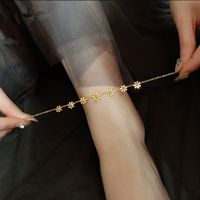 Bracelet De Cheville De Marguerite En Acier Au Titane Sexy Simple Coréen Plaqué 18k En Gros main image 1