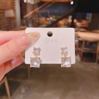 Micro-inlaid Zircon Crystal Drop Earrings Korean Style Simple Square Earrings Wholesale main image 5