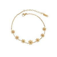 Korean Simple Sexy Titanium Steel Daisy Anklet Plated 18k Wholesale main image 7