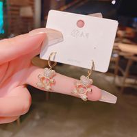 Real Gold Plating Copper Micro Inlaid Zircon Exquisite Smart Bear Earring Ear Clip South Korea Internet Hot Korean Style Cute Earrings main image 4