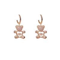 Or Véritable Placage De Cuivre Micro Incrusté Zircon Exquis Intelligent Ours Boucle D'oreille Oreille Clip Corée Du Sud Internet Chaude Coréenne Style Mignon Boucles D'oreilles main image 6